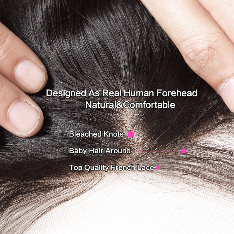 Extensiones de cabello humano liso de 13x4, mechones con cierre Frontal de encaje, 32, 34 y 40 pulgadas, Remy