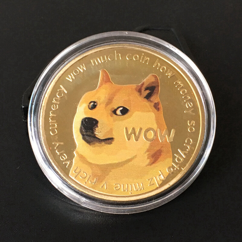 Schöne WOW Gold Überzogene Dogecoin Gedenkmünzen Niedlichen Hund Muster Hund Souvenir Sammlung Geschenke