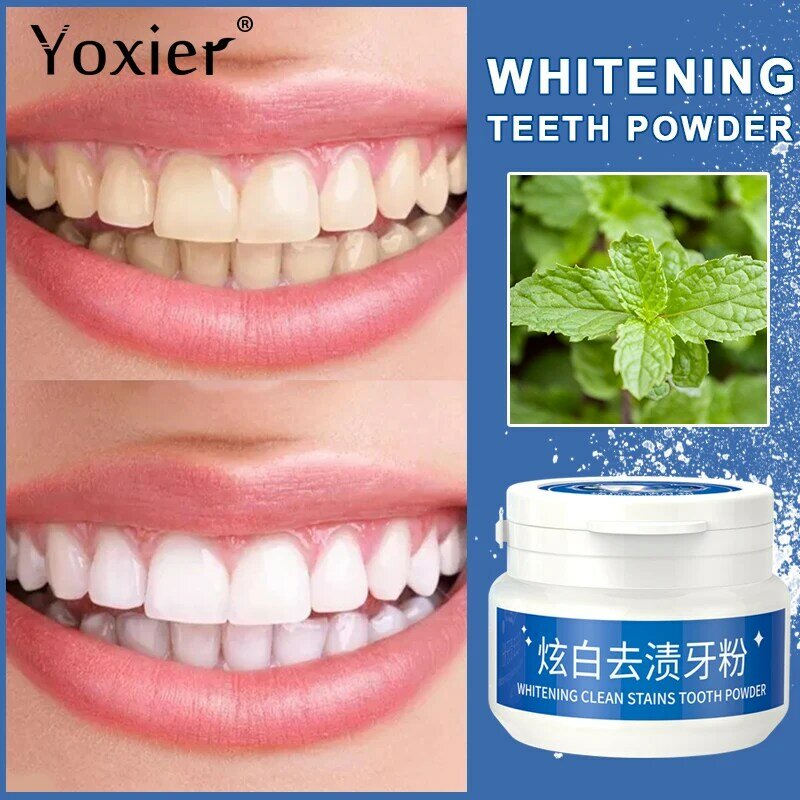 Yoxier Teeth Whitening Powder ดูแลฟันทันตกรรมทำความสะอาดฟัน Pearl Essence ธรรมชาติ Oral สุขอนามัยเครื่องมือแปรงสีฟันยาส...