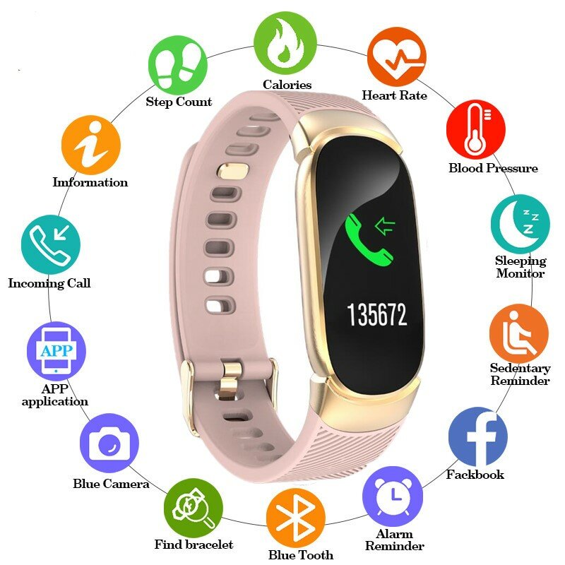 Esportes à prova dwaterproof água relógio inteligente feminino pulseira banda bluetooth monitor de freqüência cardíaca fitness rastreador masculino smartwatch