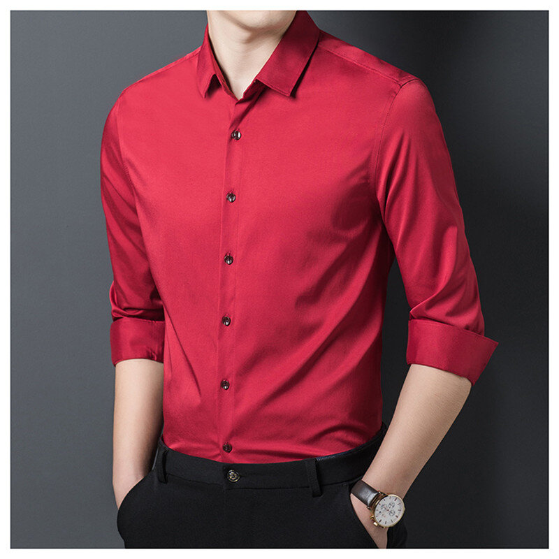 Nieuwe Goede Kwaliteit Business Mannen Kraag Lange Mouwen Button Shirt Blouse Top Button Shirt Blouse