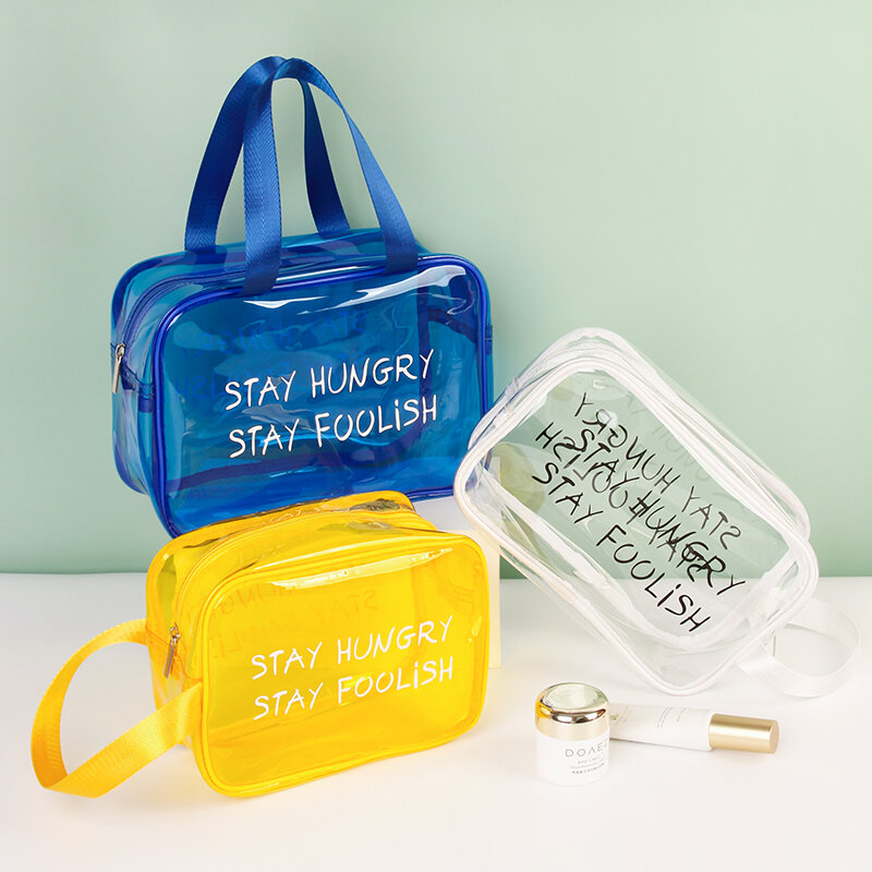 Travel Transparent Cosmetic Bag PVC Women Zipper Clear Makeup Bags Beauty Case Organizer Jelly Beach Summer Storage Wash Bag