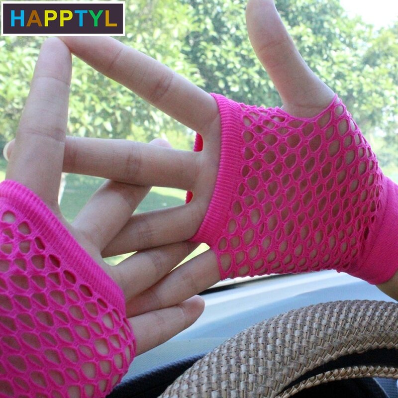 Happtyl 1 ペア網手袋衣装アクセサリーハーフ指パンクスタイル手袋ミットパーティーナイト特別な日使用
