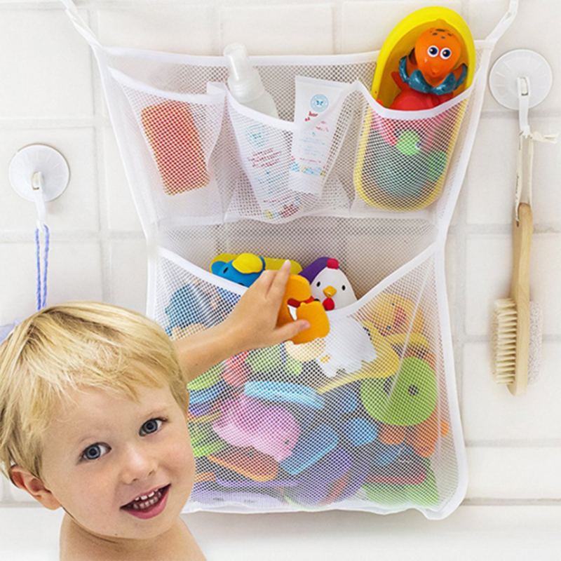 Baby Bath Toy Storage Bag with Suckers Mesh Net Bag for Toys Baby Toys Organizer Holder Children Water Toys Accessaries 45*35cm