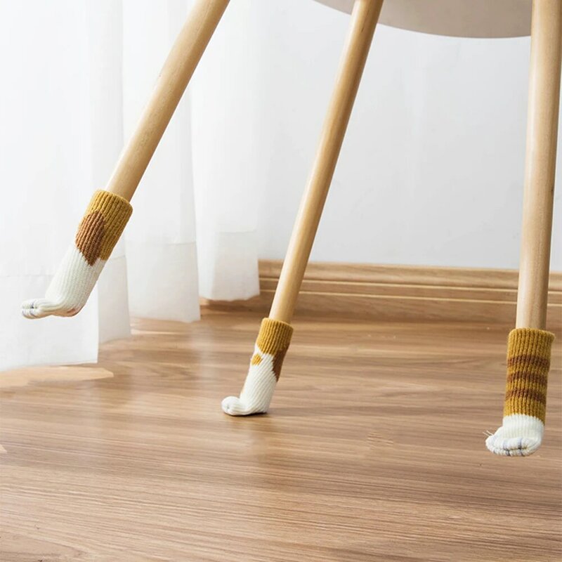 4 stücke Tisch Und Stuhl Fuß Pad Fuß Abdeckung Schutzhülle Katze Klaue Gestrickte Socken Stumm Verschleiß-beständig-slip Matte Home-Matte