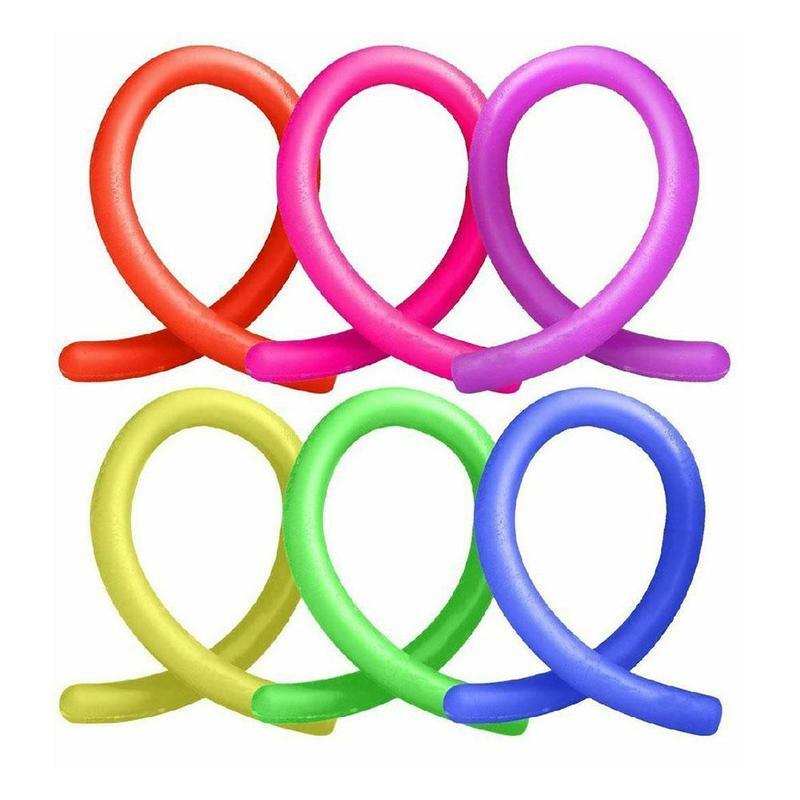 6pcs/lot Soft Rubber Noodle Elastic Rope Toys Stretch String Decompression Toy Stretchy String Fidget Relief Stress Vent Toys