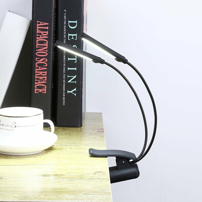 Lampe de lecture LED rechargeable à USB à pince et portable pour table,lumière de bureau flexible avec gradateur