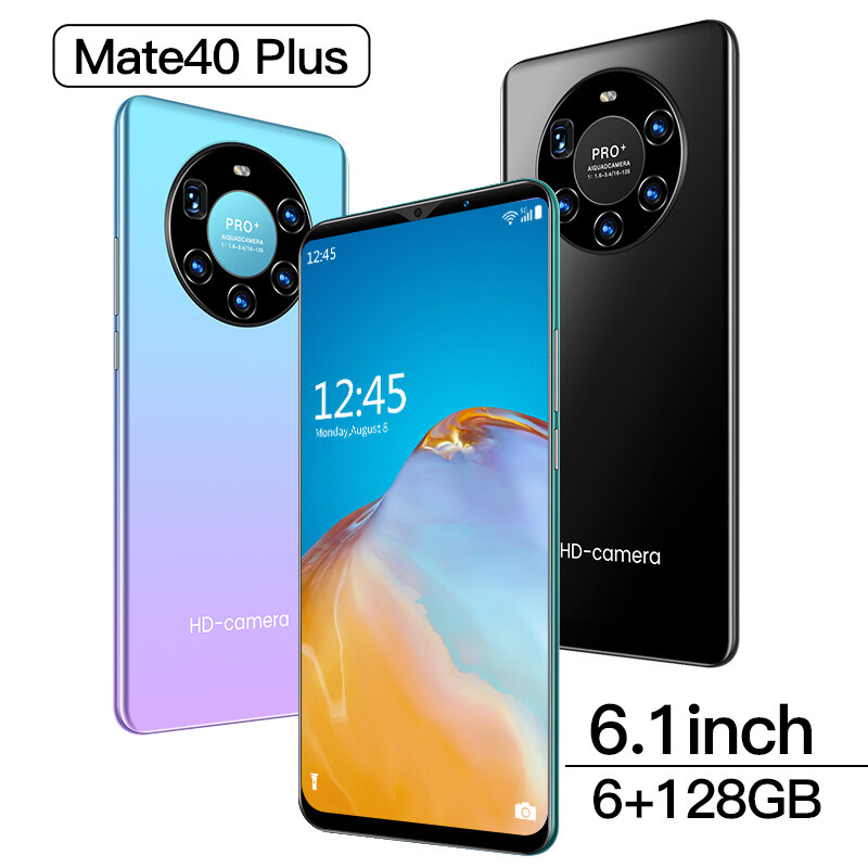 Hawei-스마트폰 안드로이드 10 메이트 40 플러스 2021 인치 6GB + 6.1 GB 휴대폰 글로벌 버전 페이스 ID 듀얼 SIM 휴대폰, 128 Hawei 스마트폰 android 10 Mate 40 Plus