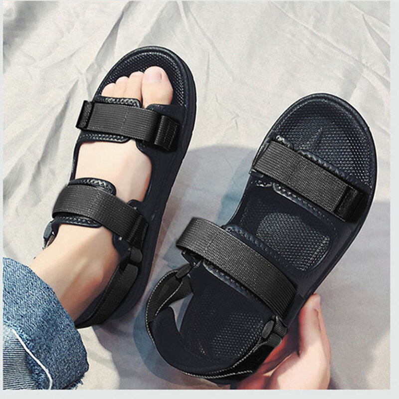 Baru Pria Sandal Lembut Bawah Pria Musim Panas Pantai Sepatu Solid Warna Sepatu Bebas-Slip Open Toe Sandal Pria pantai Sandal NANLX29