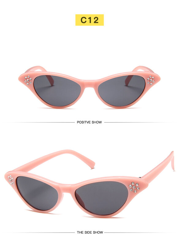 Óculos de sol gatinho vintage feminino, óculos escuros de marca de designer retrô uv400