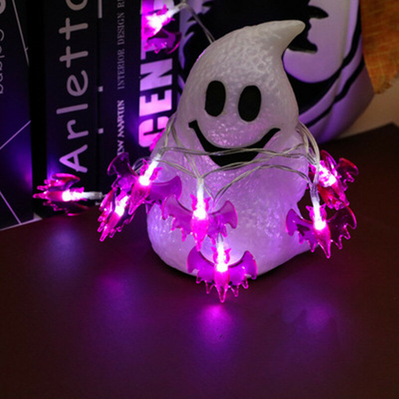 Halloween led string luz fantasma crânio morcego luzes decorativas alimentado por bateria festa de halloween jardim decoração ao ar livre lâmpada de fadas