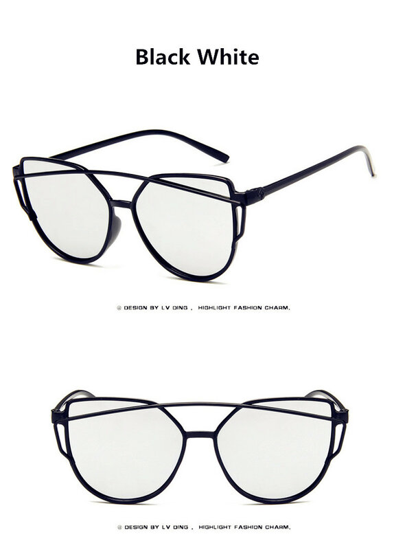 Солнцезащитные очки женские «кошачий глаз» в металлической оправе с защитой UV400