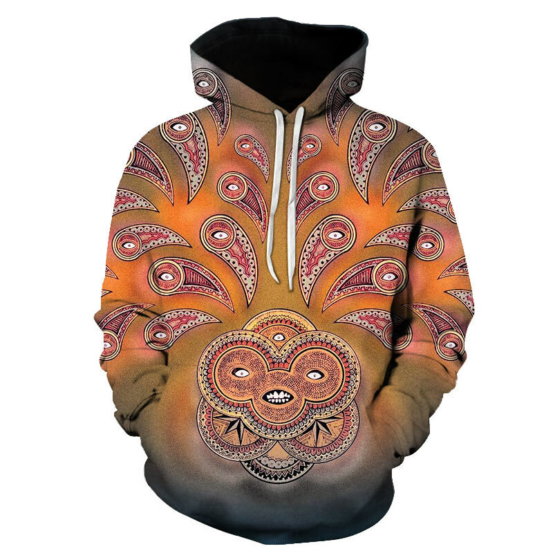 3D 성격 환각 남자의 까마귀 인쇄 공포 추상 운동복 봄과 가을 편안한 레저 후드 스웨터