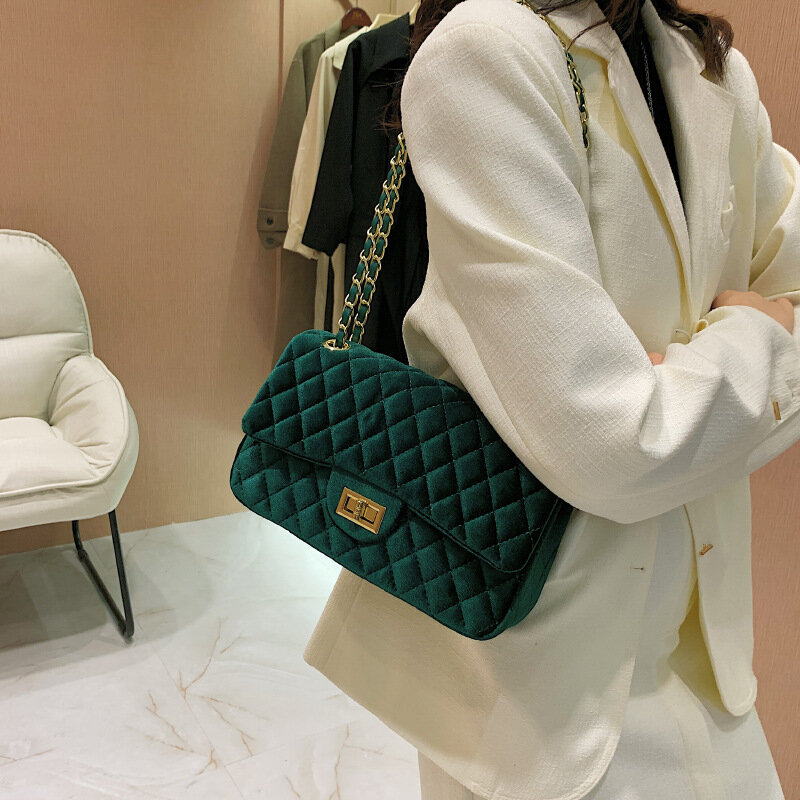 Krata diamentowa torby na ramię dla kobiet luksusowa marka projektant aksamitne w jednolitym kolorze torba Crossbody kurierska wysokiej jakości torebki