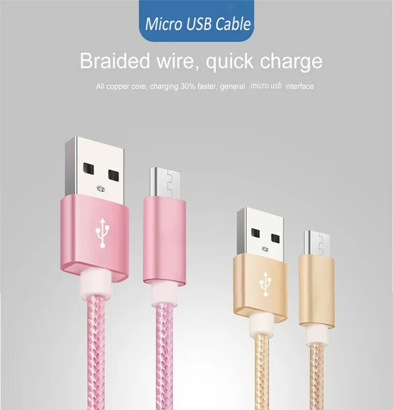Cable Micro USB para Samsung Galaxy A3, A5, A7, J3, 2016, S6/S7/Edge, J3, J5, J7, 2017, J4, J6, J8, J5, A7, 2018, A10, M10, redmi 8, 8a, 7