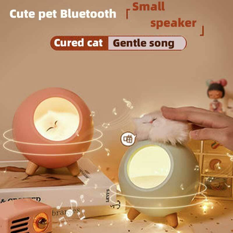 Luz Led nocturna táctil con Altavoz Bluetooth, lámpara de mesa recargable por USB para habitación de regalo, bonito gato, Música, Escritorio, chica