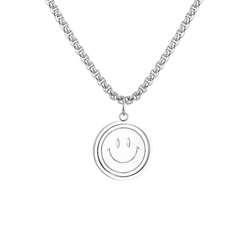 Mewanry 925 Sterling Silver Smiley Face Sweater Necklace for Women  New Fashion Vintage Punk Hiphop Party Jewelry Gift Wholesale