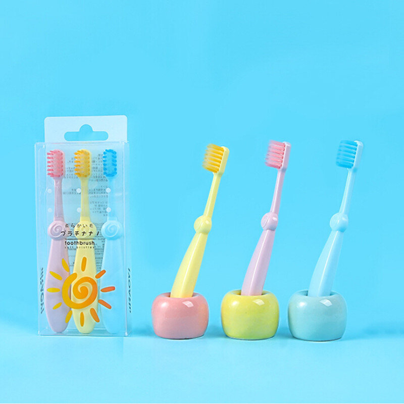 Cepillo de dientes de silicona de cerdas suaves para bebés para dientes de niños cepillos de dientes de entrenamiento bonito cepillo de dientes de cuidado Dental para bebés 3 unids/set