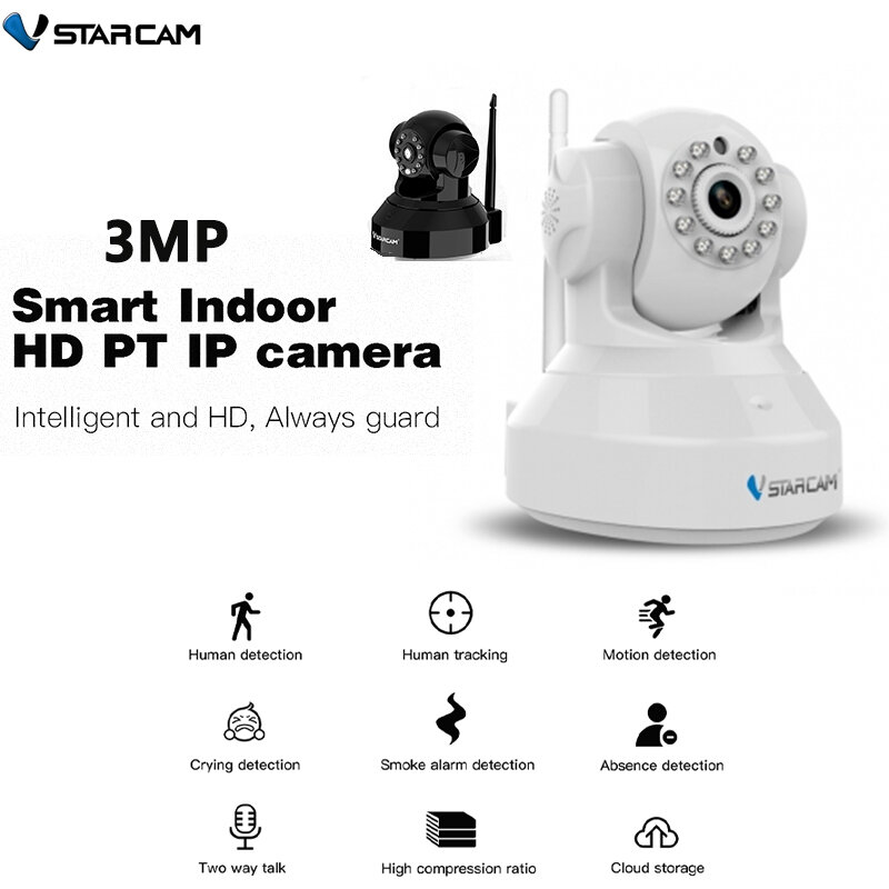 Vstarcam-cámara de seguridad IP CCTV inalámbrica para el hogar, dispositivo de videovigilancia inteligente de 3MP, HD, visión nocturna, red Wifi, Monitor de bebé