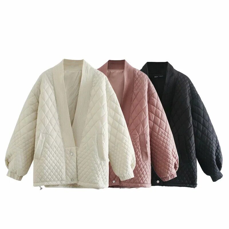 女性のためのモダンな市松模様の長袖ジャケット,Vネック,ルーズフィット,シックな女性の服,2021コレクション