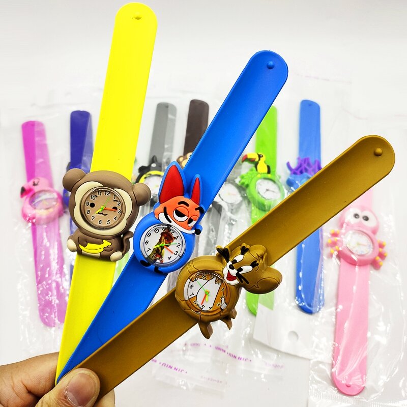 16 nuevos estilos animales reloj de niños chico bebé tiempo de aprender zorro juguete Fox/gato/ratón/Mono/araña/pájaro reloj para chico cumpleaños regalo