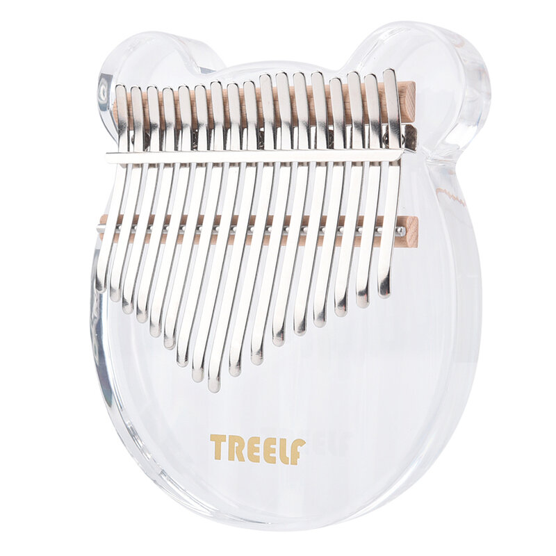 TREELF 17 klawiszy śliczne kalimba akrylowe niedźwiedź kciuk fortepian przezroczysty Instrument klawiatury prezenty dla dzieci Kalimba miłośników i błagać