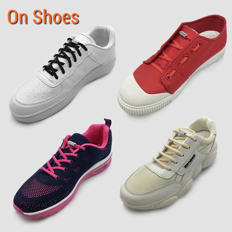 Cordones elásticos de zapatos para niños y adultos, agujetas de zapatos semicirculares para grandes y chicos, cordones de cierre de metal, disponibles en diferentes colores