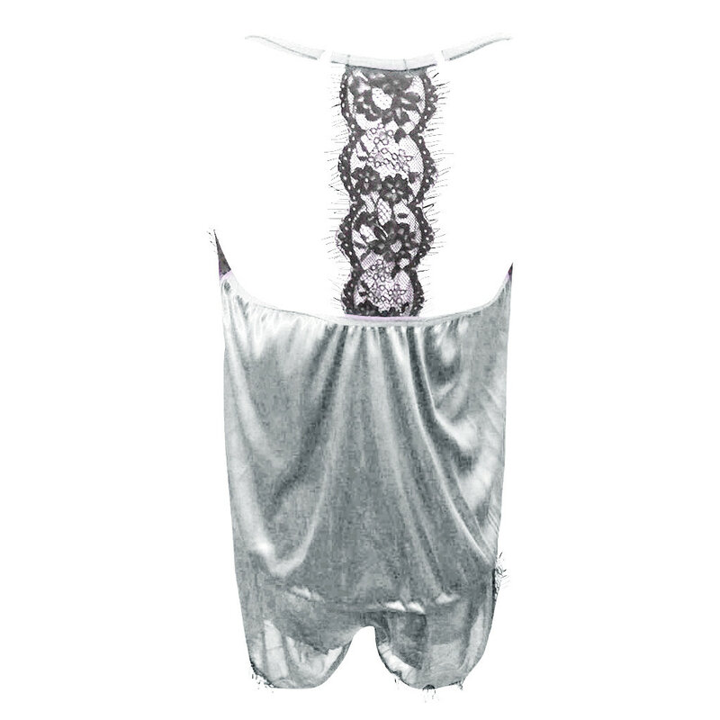ชุดนอนสำหรับสุภาพสตรีชุดนอนสายคล้องคอชุดนอน Pijama ชุดชั้นในชุดนอนลูกไม้ Trim ซาติน Cami Top Pajama ชุด