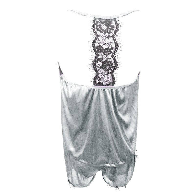 Piyama untuk Wanita Pakaian Tidur Tanpa Lengan Tali Baju Tidur Lingerie Pakaian Dalam Piyama Renda Trim Satin Cami Set Piyama Atasan