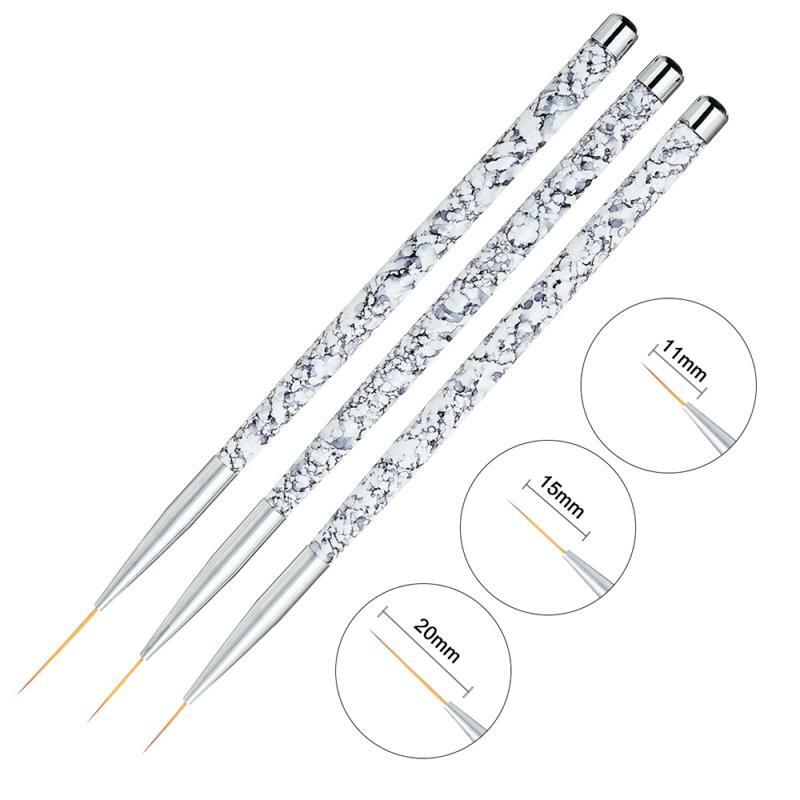 3pcs/set Nail Art Liner Painting Pen 3D Tips DIY Acrylic UV Gel Brushes Drawing Flower Line Grid French Design Manicure Tools