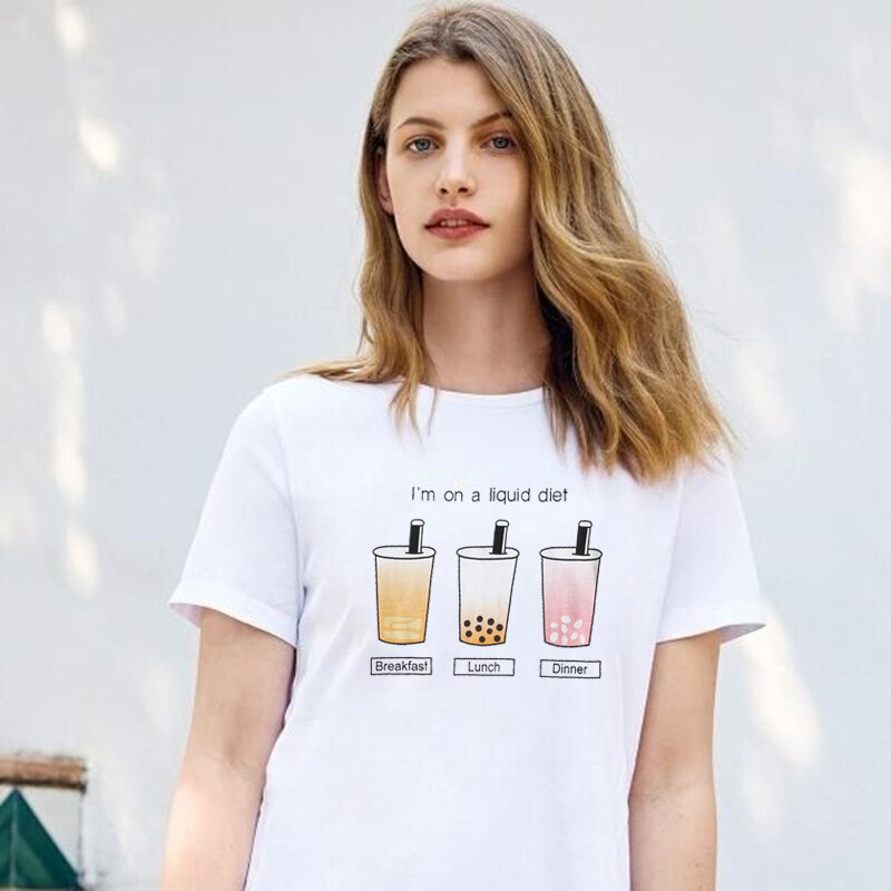 JE suis sur un régime liquide T-Shirt Graphique Mode D'été Décontracté Drôle Harajuku Hipster Tumblr Ulzzang Coréen Mode T-Shirt Pour Les Femmes