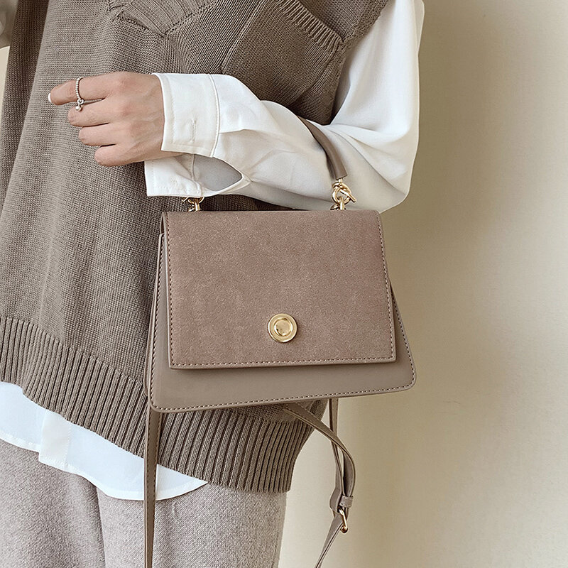 Vintage Matte Handbags For Women Luxury Designer Solid Pu Leather Crossbody Messenger Bag Fashion High Quality Small Square Bag
