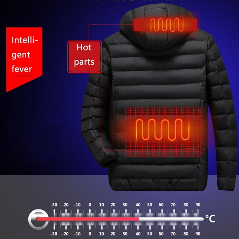 Dropshipping casacos aquecidos para baixo algodão quente inverno das mulheres dos homens cothing aquecimento elétrico usb jaqueta com capuz casaco térmico navio rápido