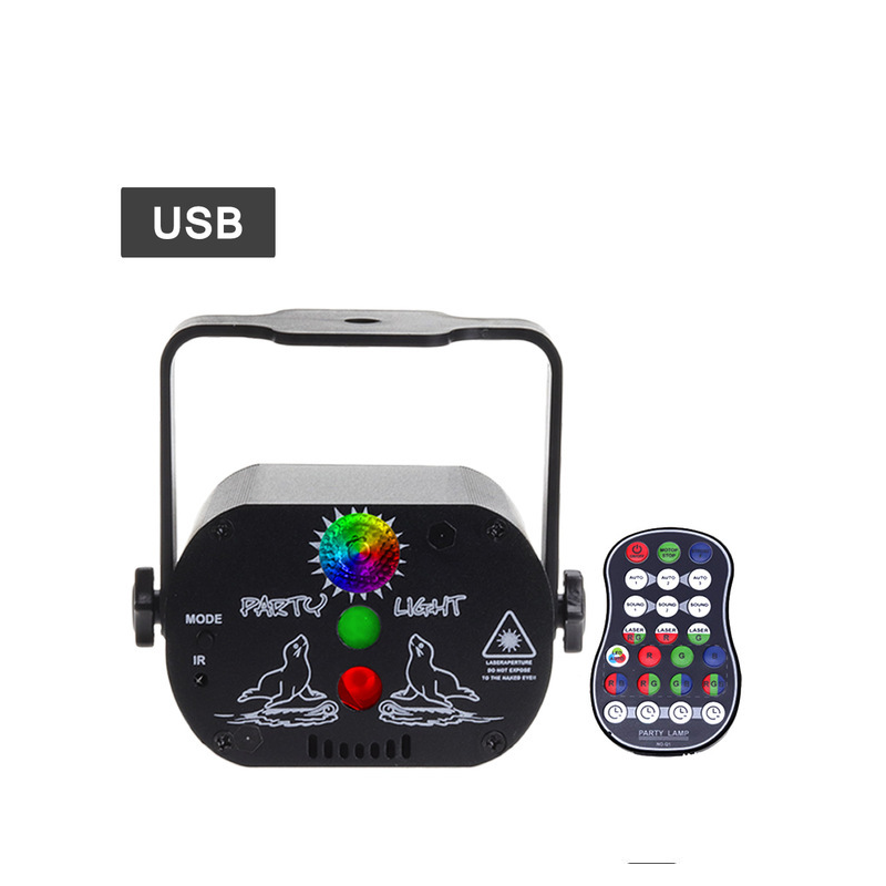 Lampu Disko RGB Mini LED DJ Proyektor Panggung Laser Lampu Hijau Merah Biru DC 5V USB Lampu DJ Pesta Ulang Tahun Pernikahan LED Laser Panggung