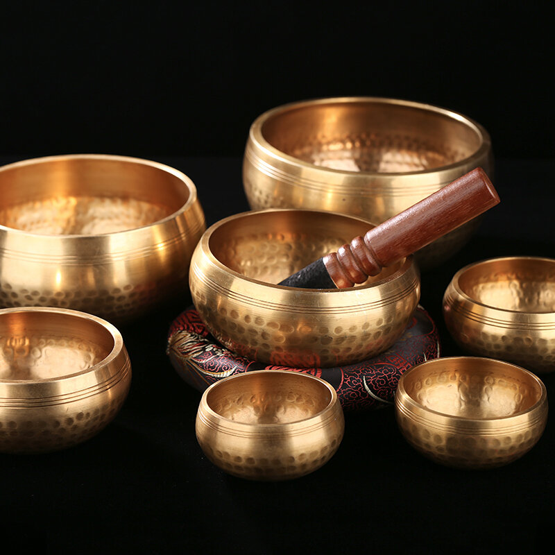 네팔 수제 티베트 불상 소리 그릇 요가 명상 노래 그릇 황동 차임 수공예 음악 치료 티베트어 노래 그릇