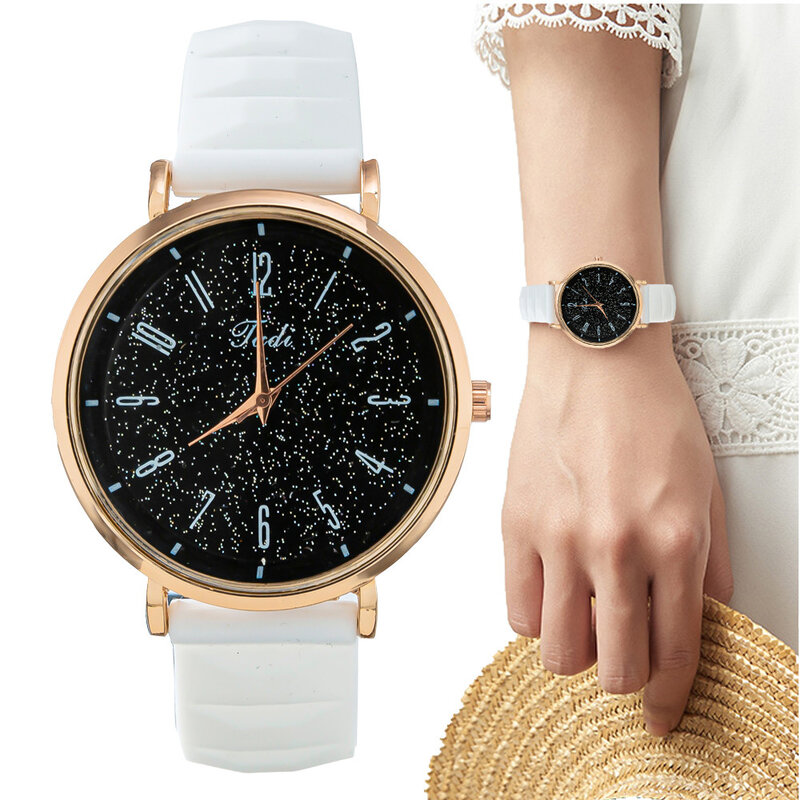 Часы женские кварцевые с циферблатом звездного неба, ультратонкие Модные Элегантные наручные, с силикагелем