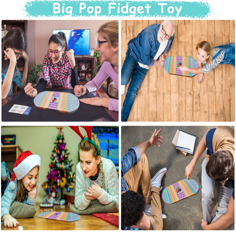 Pop Game Board, Grote Pop Game Fidget Speelgoed Met Dobbelstenen, siliconen Pop Schaakbord Voor Ouder-kind Tijd, Kleurrijke Fidget Pop Game