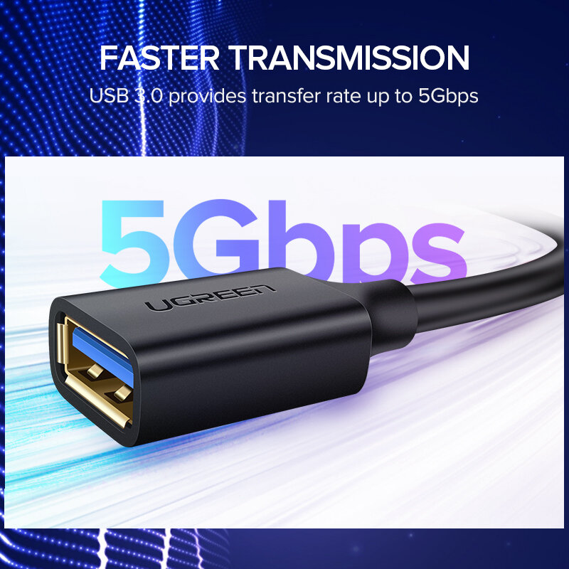 UGREEN – Câble d'extension USB 3,0, transfert de données, pour Smart TV, PS4, Xbox One, SSD, extension