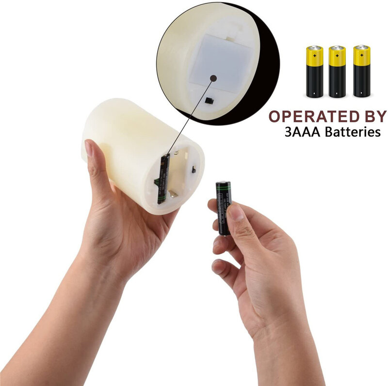 Velas LED sin llama para el hogar, luces nocturnas con Control remoto, color blanco cálido, funciona con pilas, luz de té