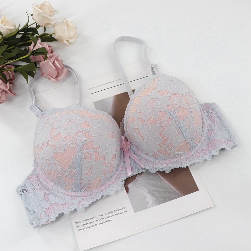 Beauwear Sexy New Lace Bras for Women Underwired Bralette Floral Bh Comfort Underwear A B Cup Padded Push Up, C D Unlined Bra