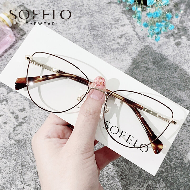 Kocie oko okulary korekcyjne ramki kobiety krótkowzroczność okulary optyczne ramki dla kobiet oprawki okularowe ze stali nierdzewnej moda 2021