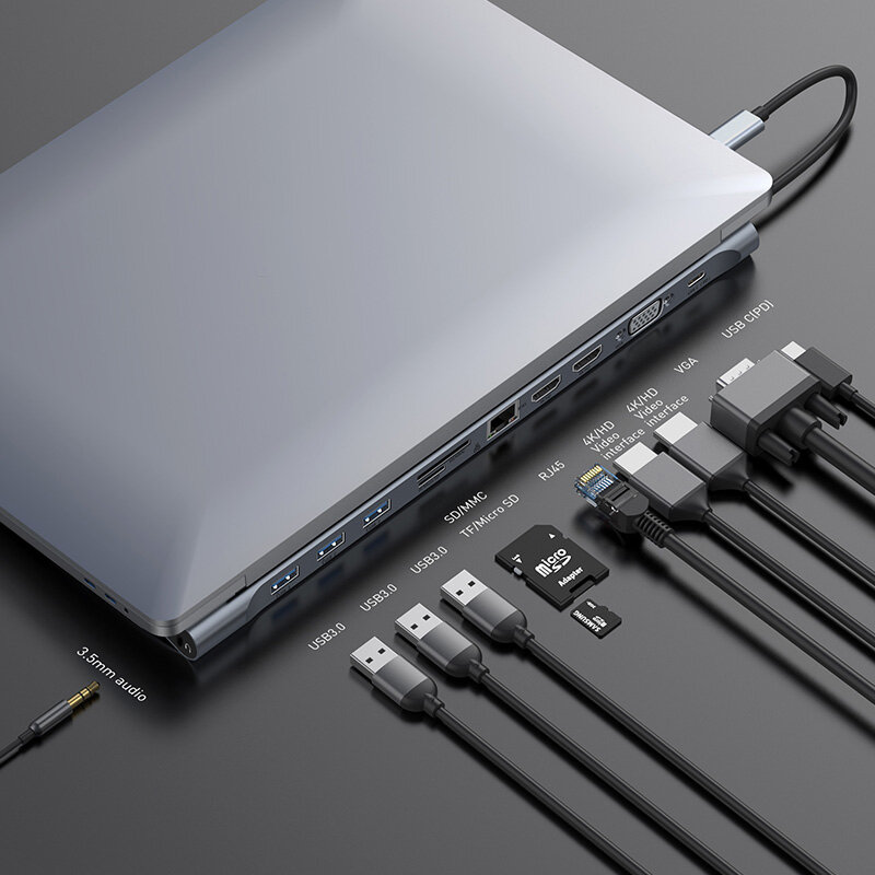 Usb-хаб Multi USB C HUB для VGA RJ45 HD usb-хаб 3,0 Для MacBook Pro Type C HUB 11 портов USB Splitter аксессуары для ноутбуков и ПК
