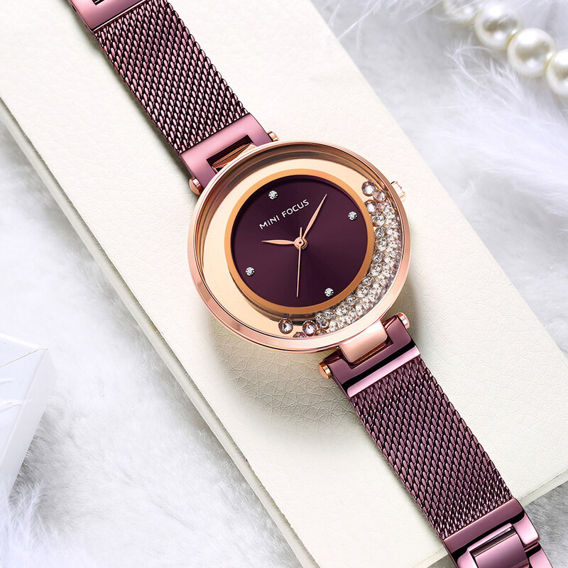 นาฬิกาข้อมือผู้หญิง MINIFOCUS นาฬิกาสำหรับสตรีสตรีควอตซ์นาฬิกาข้อมือผู้หญิงนาฬิกาแบรนด์หรูทอง...