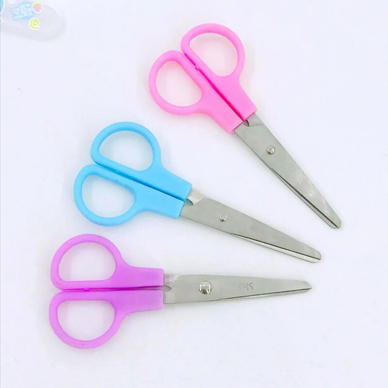 Student Stationery Scissors With Safety Sheath Handmade Scissors Stainless Steel Safety Scissors