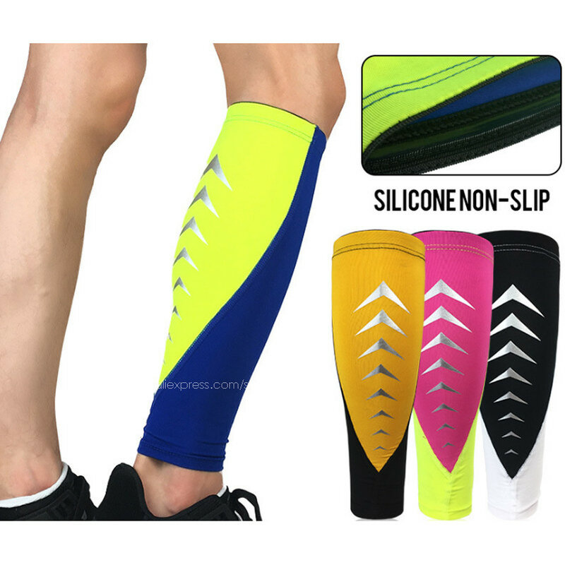 Calcetines deportivos con mangas protectoras para pantorrilla, medias retráctiles de presión transpirables para correr y fútbol, 2 par/lote