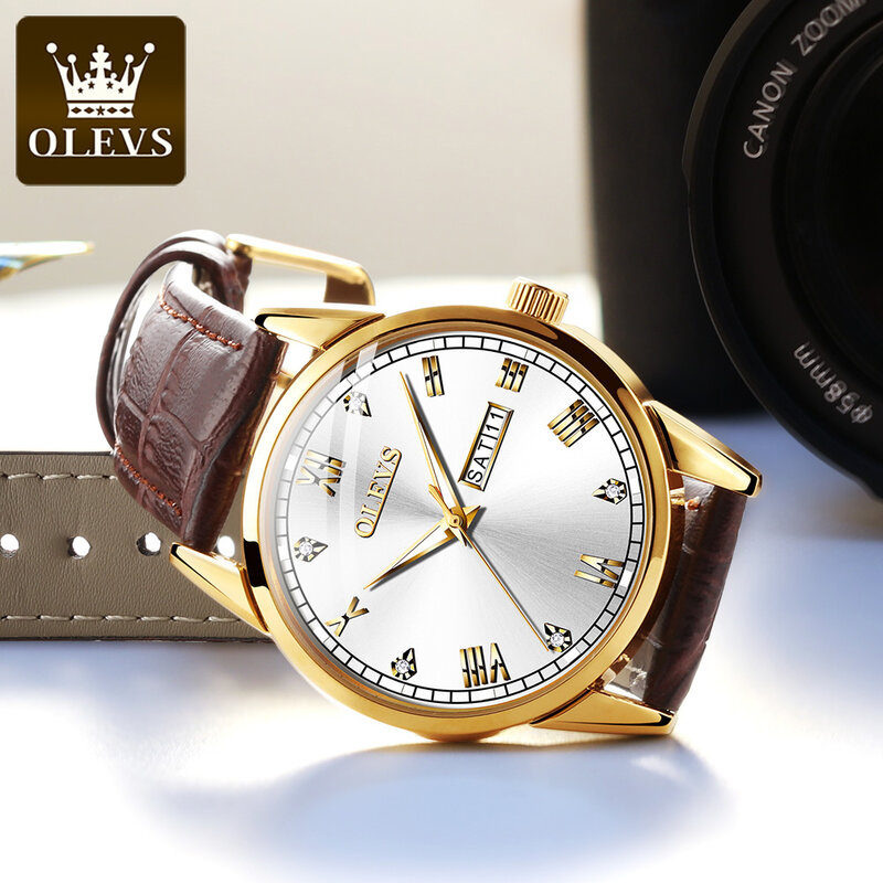 Olevs relógio de negócios masculino marca de luxo data à prova dwaterproof água relógios masculino casual quartzo relógio de pulso para homem relogio masculino