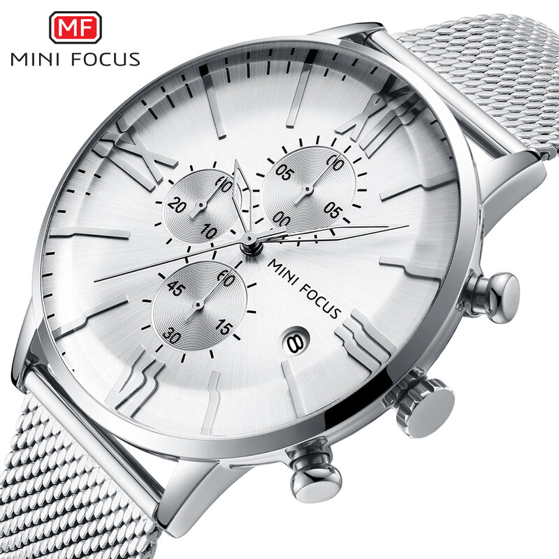 Moda negócios relógios masculinos 2020 à prova dwaterproof água relógio masculino com calendário cronógrafo de malha de luxo banda relogio masculino mini foco