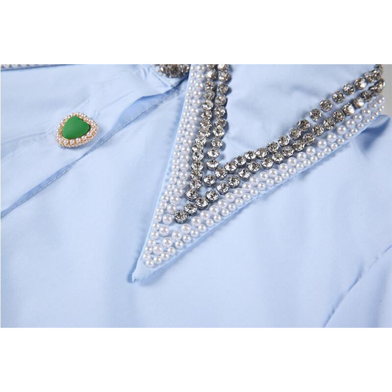 Camisa informal de moda para mujer, cárdigan de manga corta con cuello afilado, blusa Retro coreana con mangas abombadas, novedad de verano, 2021