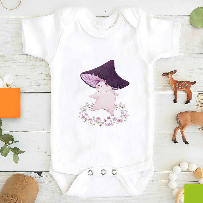 Sommer Infant Overalls Nette Cartoon Druck Baby Mädchen Bodysuit Frankreich Mode Neue Stil Neugeborenen Oansatz Kleidung Ästhetischen Beiläufigen