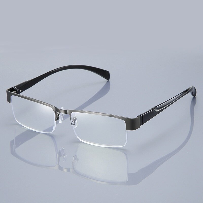 Gafas de lectura a la moda para hombre, lentes de lectura de medio marco con protección contra luz azul, de resina para ordenador, de negocios, + 1,0 + 1,5 ~ + 4,0